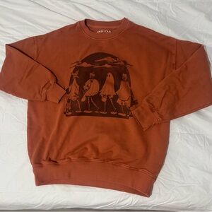 American Eagle Burnt Orange Skeleton Sweatshirt